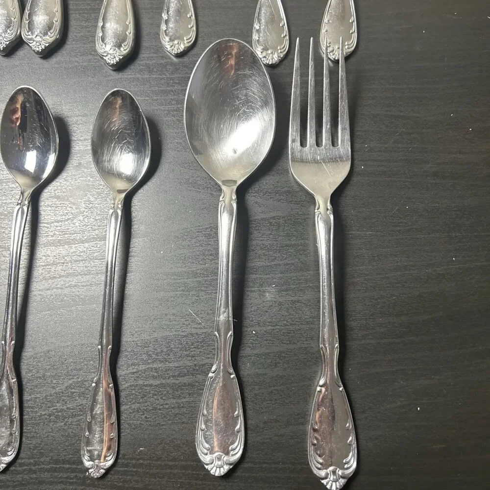12 Pc Noritake Serenade 18/8 SS, Serving Spoon/fork, Long Sp, Knives, Tbsp, B Kn